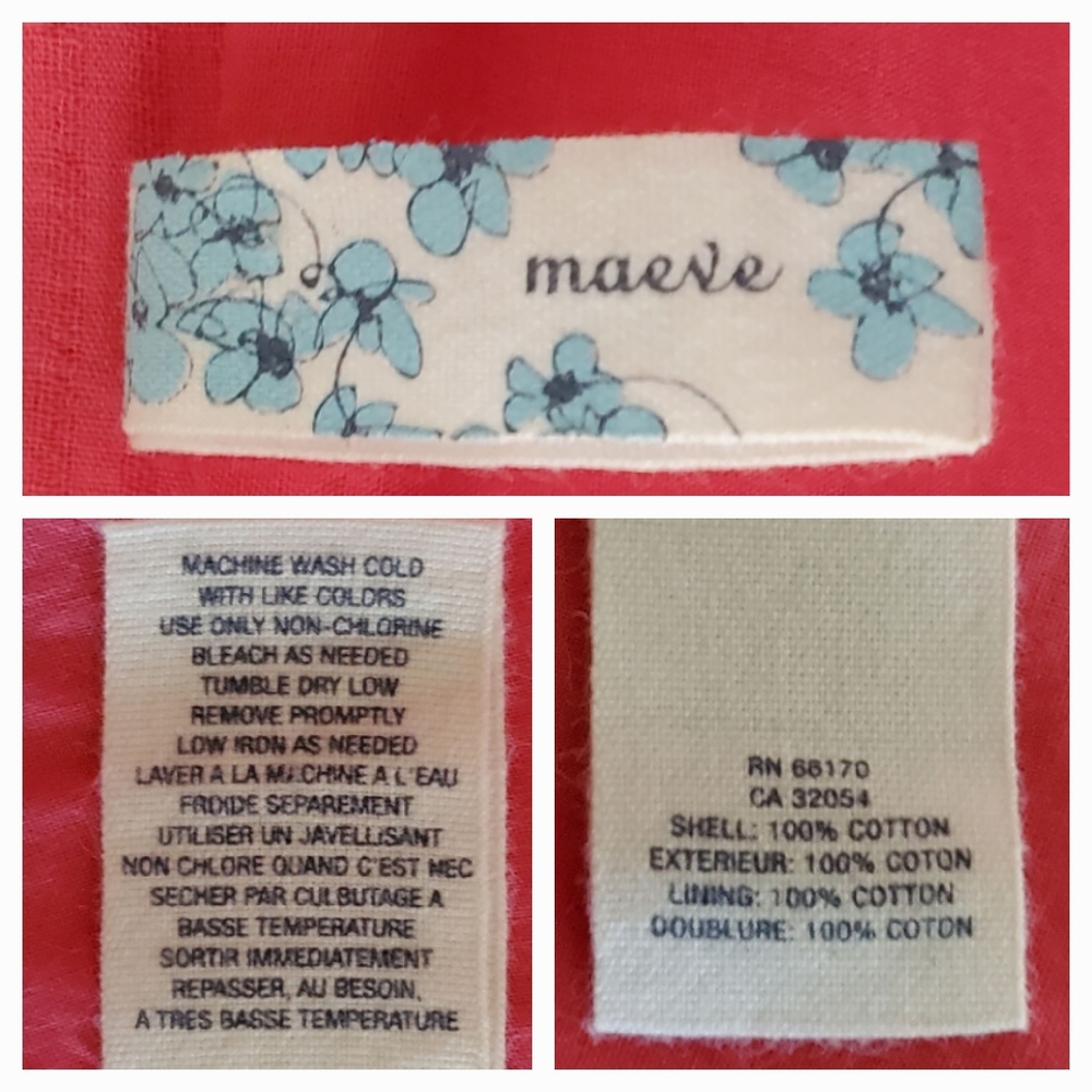 Vintage Anthropologie MaEve Pink V Neck Button Swiss Dot Swing Dress Pockets 14 - Picture 3 of 8